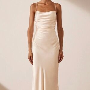 SHONA JOY LA LUNE LACE BACK MAXI DRESS - CREAM - SIZE 6